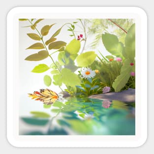 Water Leaves Calm Tranquil Nature Peaceful Season Outdoors Sticker